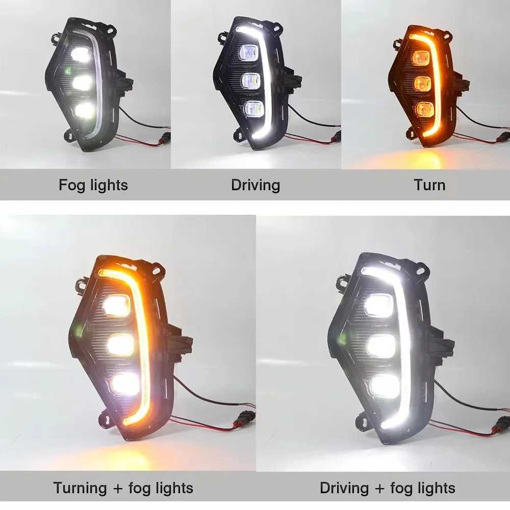 Car LED DRL Daylights for Toyota RAV4 2019 2020 2021 yellow Turn Signal Daytime running light