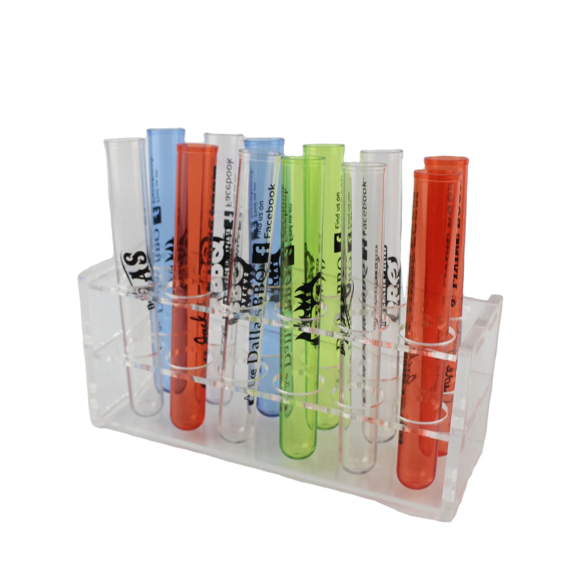 10x Neon Drink Shots Test Tube Plastic Drinks Shot Great For Parties