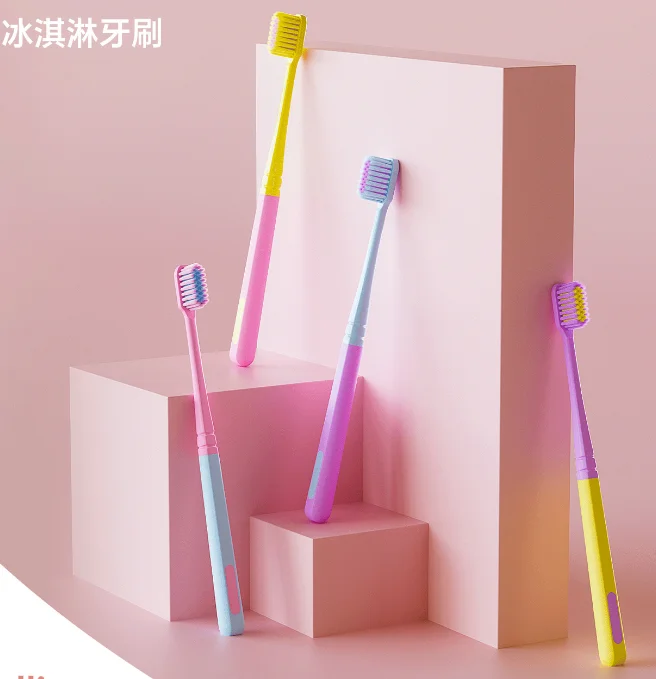 8-Pack Soft Bristle Toothbrushes with Small Heads Ice Cream Color Travel Toothbrushes