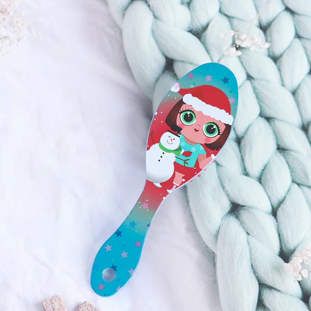Yifan NANA Kids Children Baby Girls Detaging Hair Brush Customized Pattern Printed Oversize Cool Hard Hair Brush