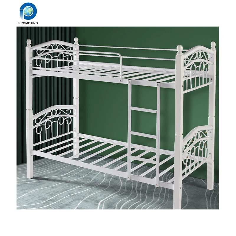 New Design Popular America Style Twin Double Decker Metal Frame Dormitory Beds Black Bunk Bed