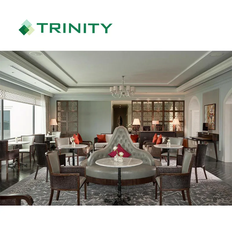 ZL02 Custom made 4 star solid wood metal modern luxury design hotel lobby furniture set