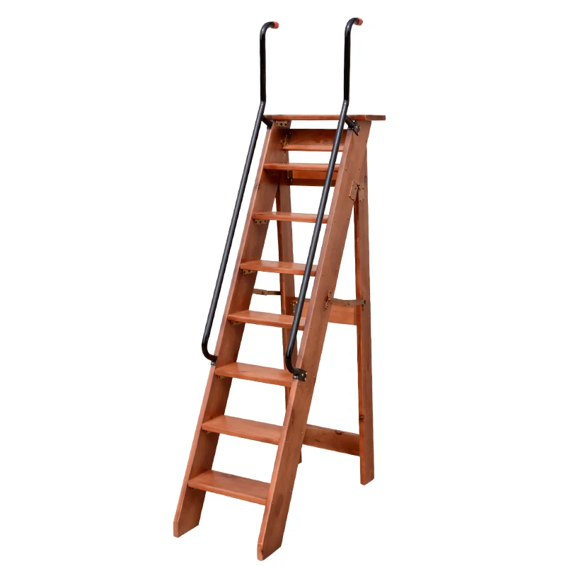 One side miter ladder with armrest pine solid wood