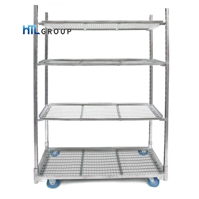 Mushroom nursery transport storage rolling metal gardening trolley plant rack for sale
