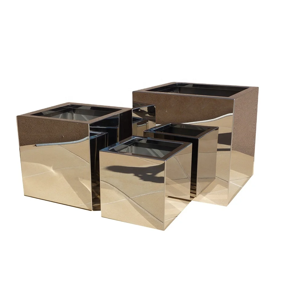 1.2MM Thick Tapered Stainless Steel 304 Polished Railing Planter, Decorative Tall Outdoor Planters,Decorative Metal Window Box