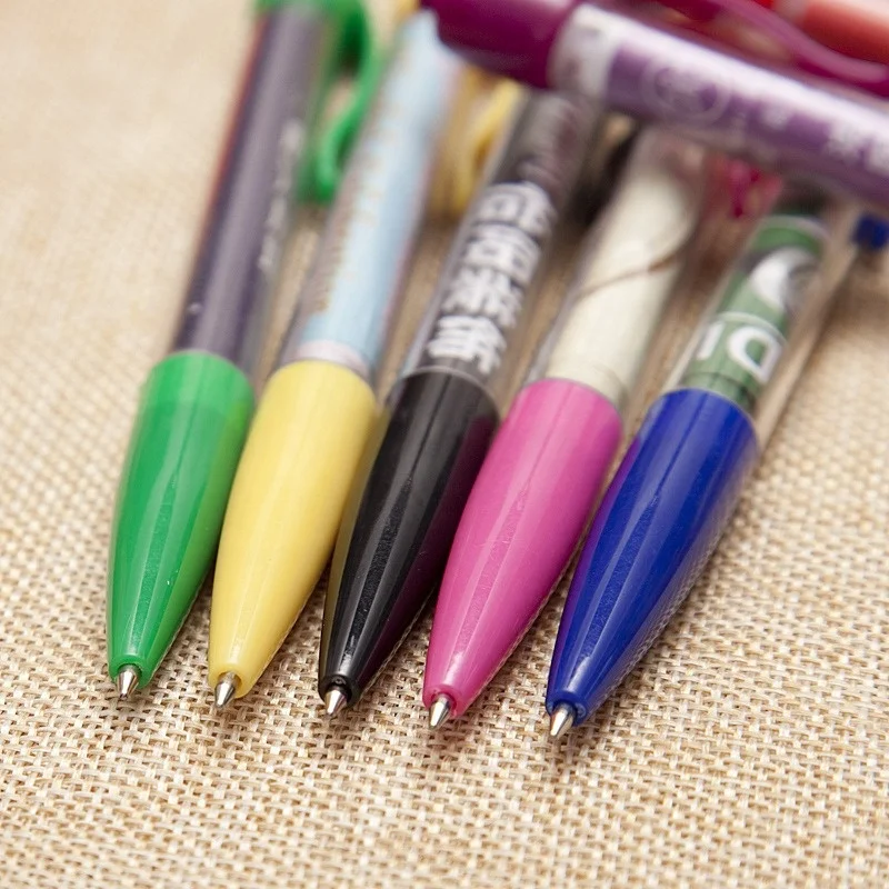 Promotional plastic 0.5mm pens ballpoint custom logo advertising retractable pull out banner flag ball pen