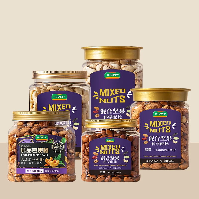 Cookie jar plastic food jar for dry fruits plastic jars with lids food grade transparent candy cookies packaging bottle