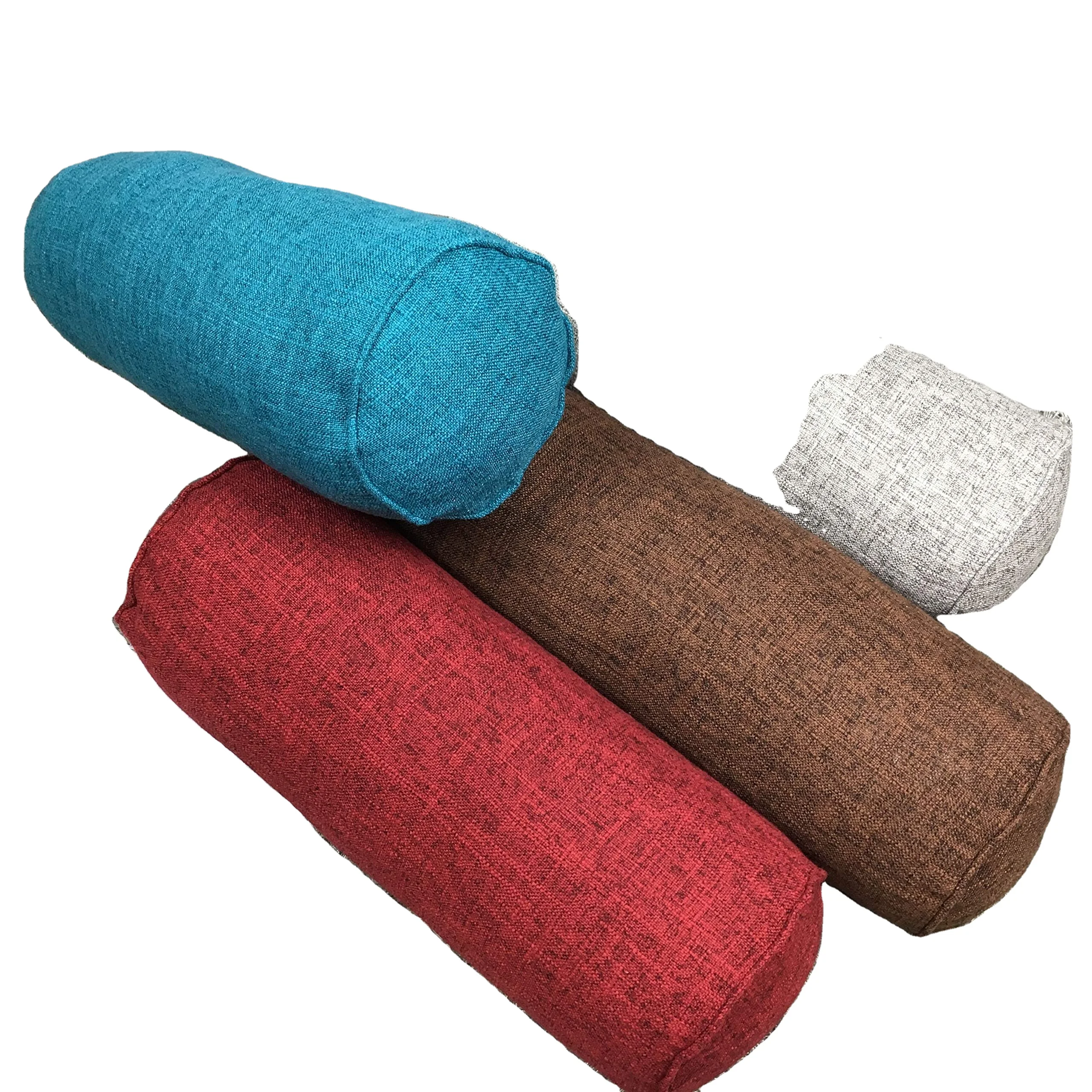 Round linen  Pillow Roll Cervical Support Pillows Neck Pain Relief Cylinder Bolster Pillows with Removable Washable Cover
