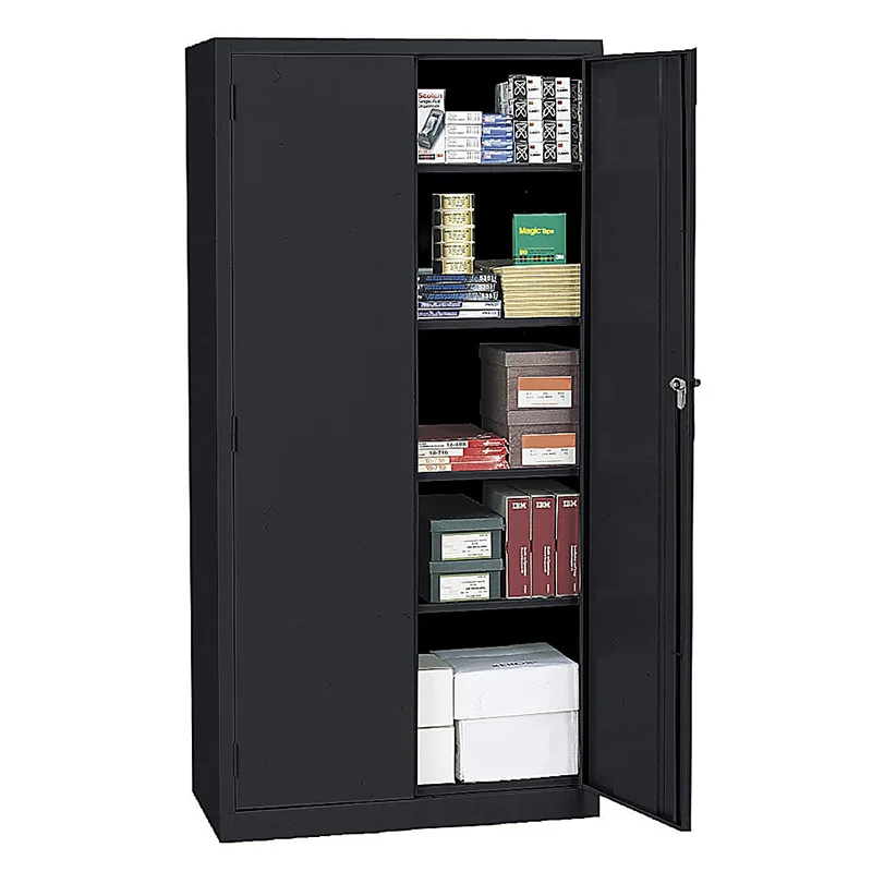 Office 2 swing doors steel filing cabinet workshop garage black metal tool storage cabinet
