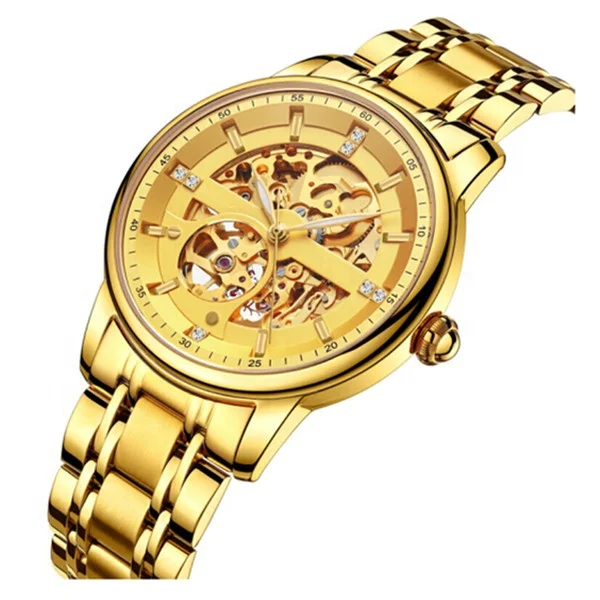 2022 модные наручные часы-скелетоны из нержавеющей стали новый дизайн механические часы goldlis для