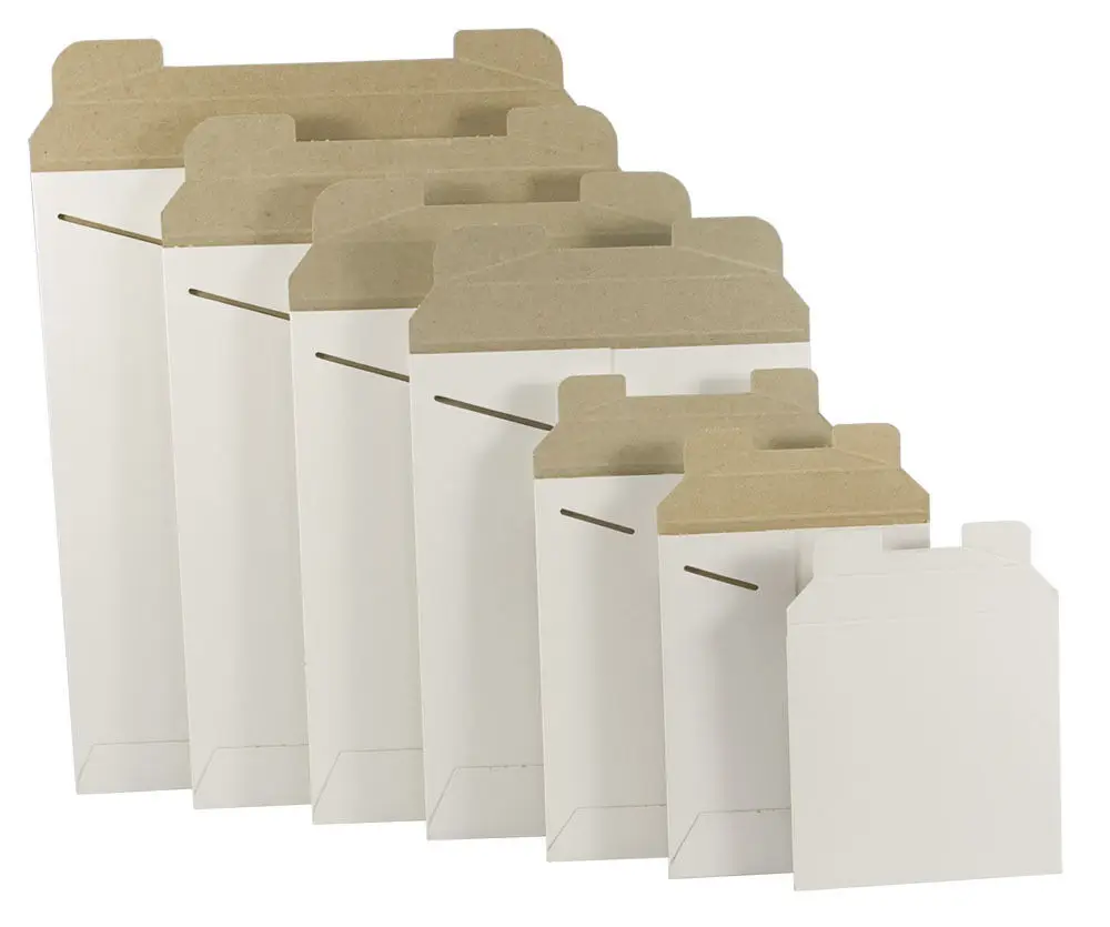 18 x 24inch White/Brown Original Rigid Mailer Cardboard Tab Lock Stay Flat Envelope