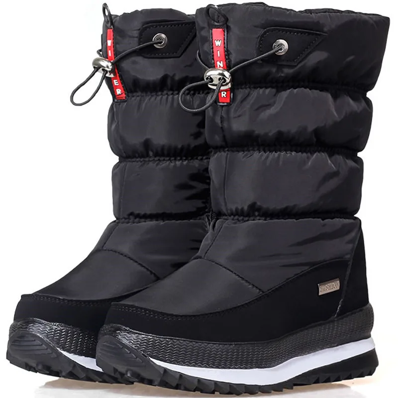 
Women Waterproof Winter Shoes Women Snow Boots Platform Warm Mid-Calf kids Boots With Thick Fur Heels Botas Mujer 