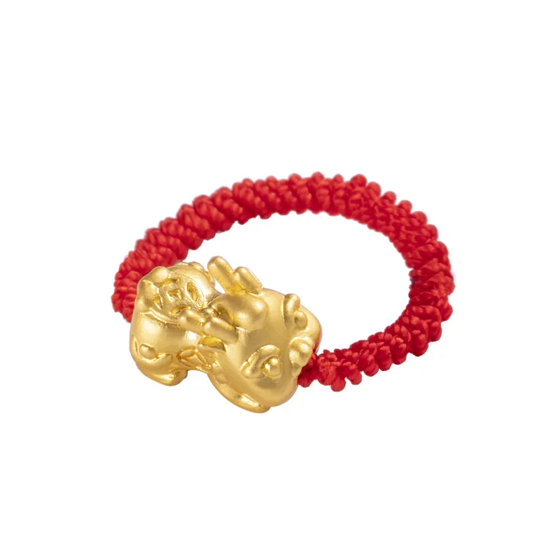 Fashion Popular Handmade Woved Pixiu Rings For Women Wealth Health Lucky Koi Daily Jewelry New Year Gifts Red Rope Accessories