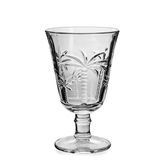 ABO transparent palm tree design water clear tumbler set glass jug and cup suit