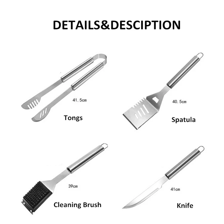 Открытый Кемпинг Многофункциональный 25 шт аксессуары для барбекю из нержавеющей стали гриль набор инструментов в тканым чехлом, изготавливаемый по заказу клиента в качестве памятного подарка