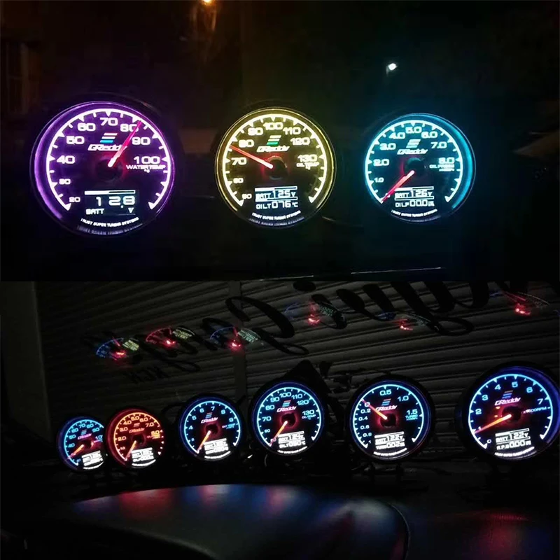 62mm GReddi Meter 7 Colour LED Digital Meter Boost Turbo Volt Display Water Oil Temp Fuel oil Pressure RPM Vacuum AFR Gauge
