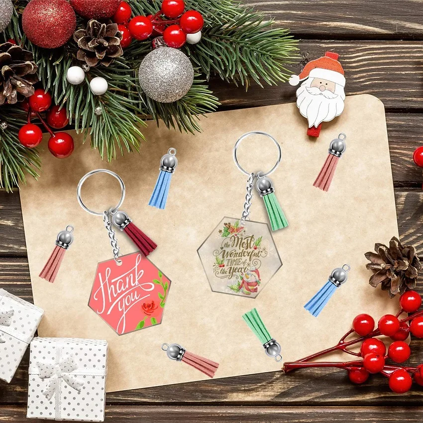 DIY 38mm Gold Sliver Suede Faux Leather Tassel For Keychain Cellphone Straps Jewelry Pendant Charms Finding