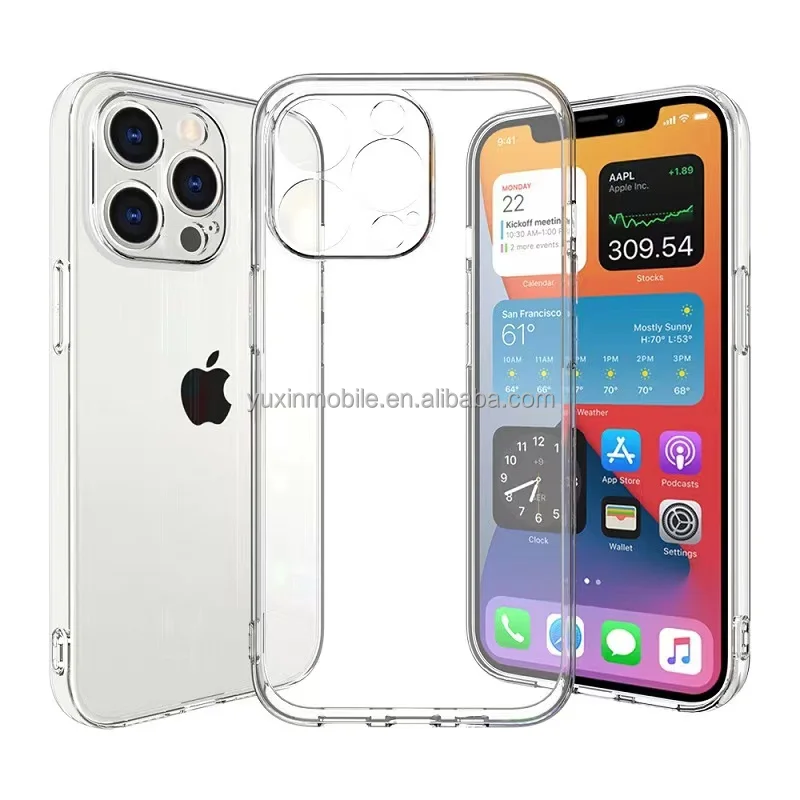 2.0 MM HD Clear Soft Transparent Flexible TPU Shockproof Mobile Phone Case for iPhone 14 13 12 11 Pro Max