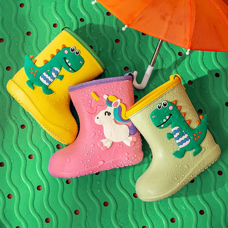 Cheerful Mario 2022 new style kids rain boots children toddler baby rain shoes for girls safety waterproof EVA decorative stock
