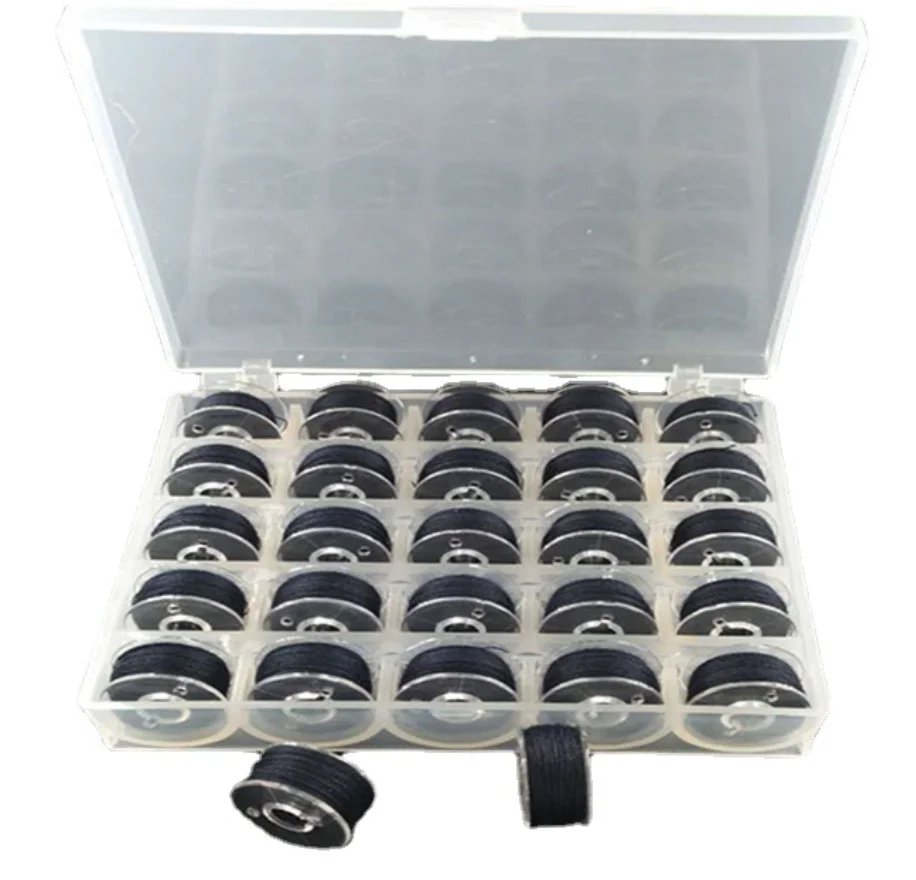 Plastic bobbin tape, all black and all white, monochrome, fixed color, 25 grid transparent box