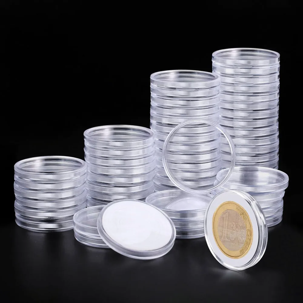 17 20 25 27 30 33 38 40mm Morgan Silver Dollar Coin Collectors Holder Clear Plastic Coin Capsules
