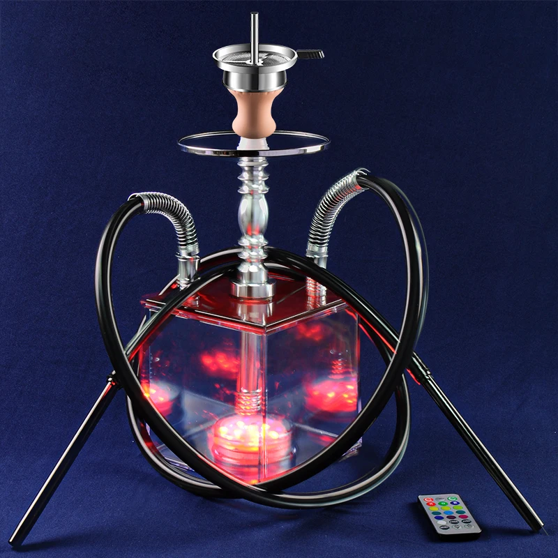 Wholesale Fancy Hokkah Hooka Tobacco Smoking Chicha Square Sheesha Shisha Narguile Led Hookah Acrylic Import Hookahs