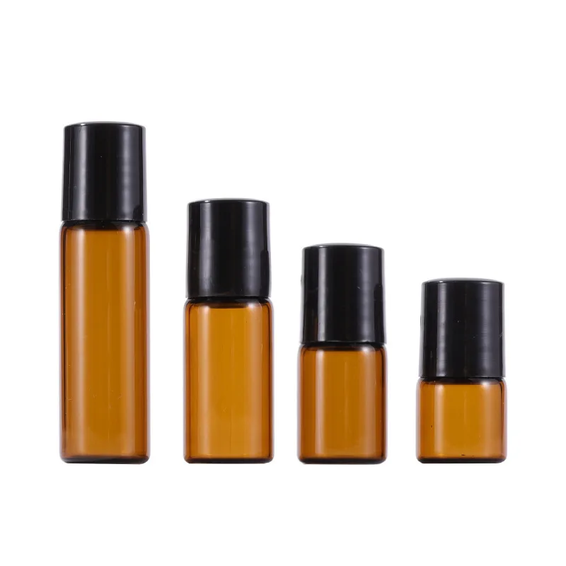 Ready to ship 1ml 2ml 3ml 5ml  brown Glass Roll on Bottle Perfume Attar Essential Oil Bottle