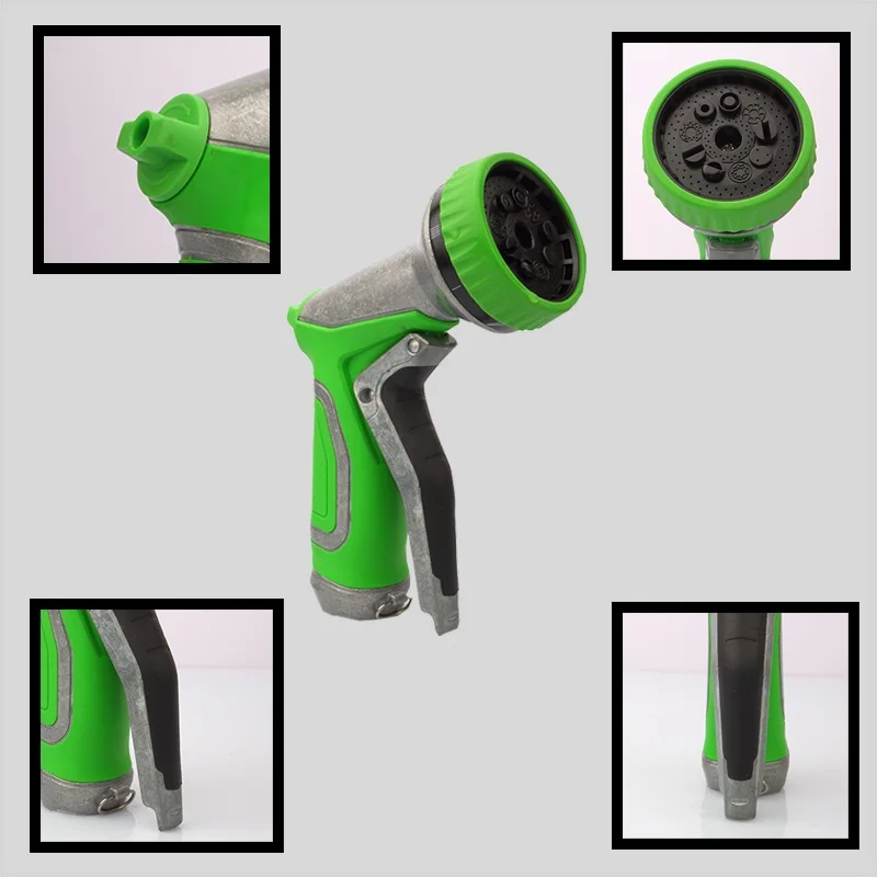 Water Spray Nozzle Soft Grip Support Garden Hose Spray Gun Nozzle 3/4 GHT Thread and Quick Connect Garden Hose Metal Zinc Alloy