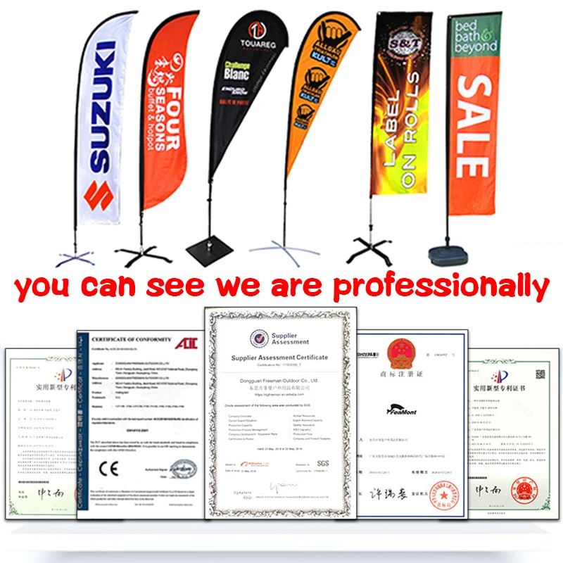 Advertising double sided printing aluminium flagpole rectangle banner beach square flag