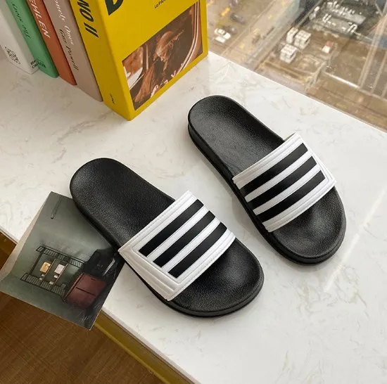 Модные летние новые поступления женские и мужские тапочки домашняя Нескользящая полосатая обувь для ванны Банные Тапочки