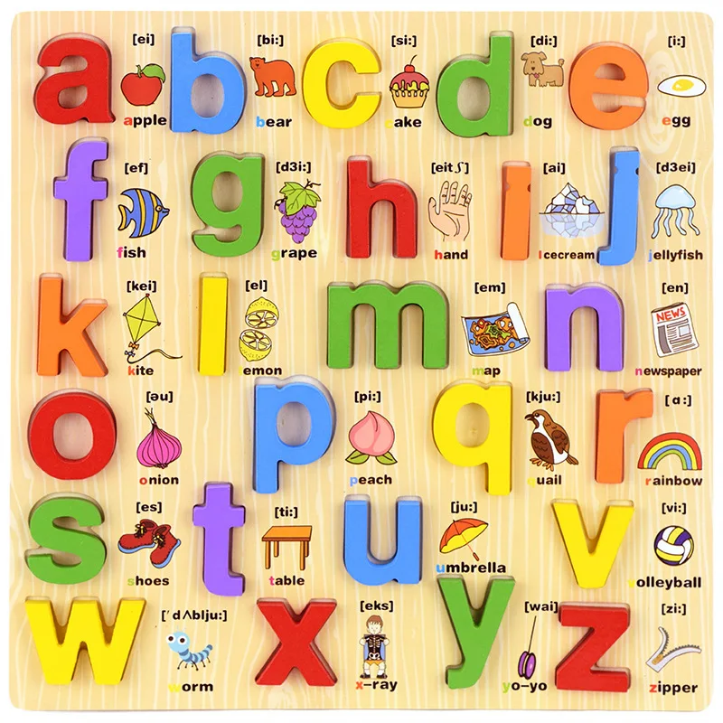 2023 Hot Selling ABC Letters and Numbers Jigsaw 3D  Wooden Puzzle Game for Kids Children Educational Toys