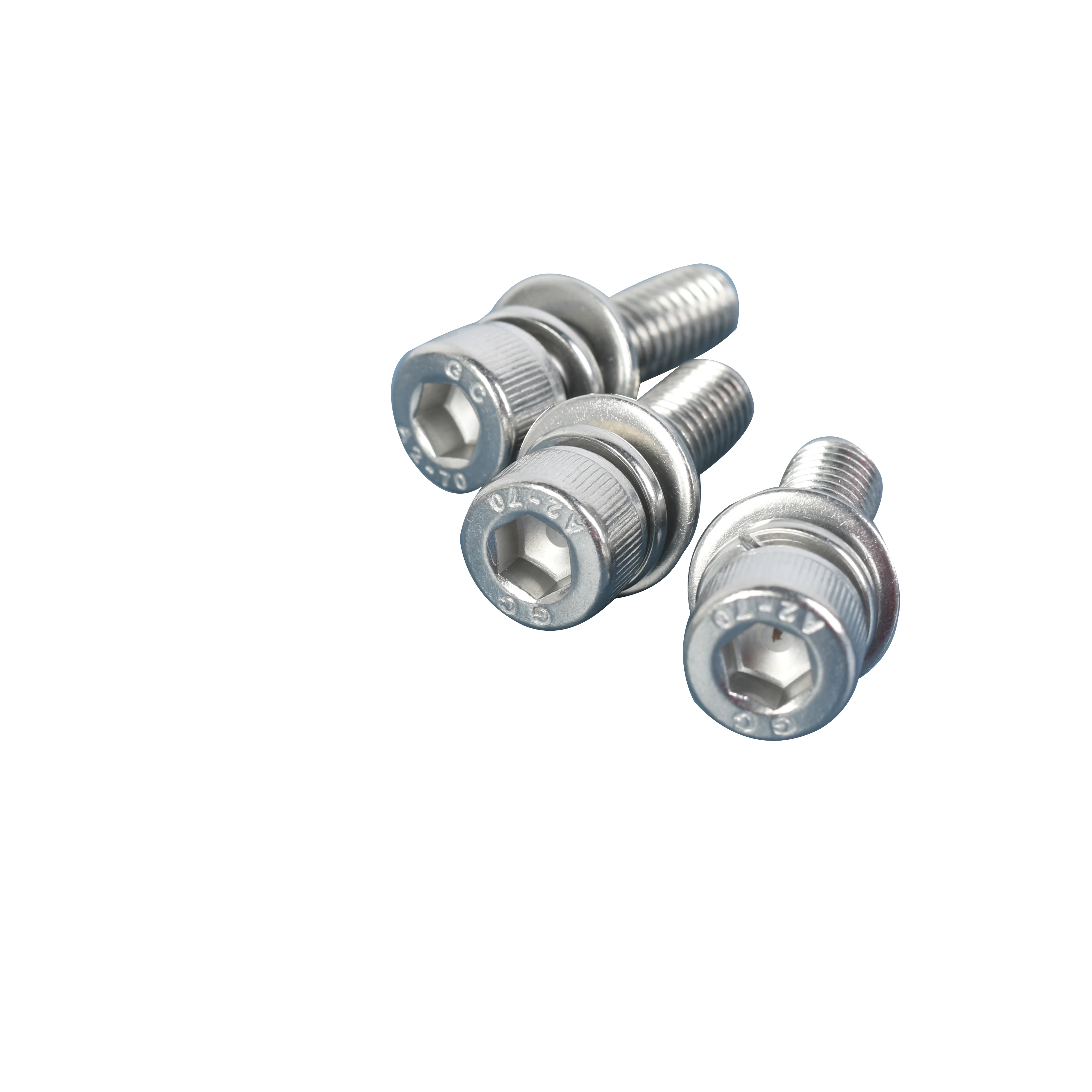 SEMS screws DIN912  Stainless Steel A2-70 SS304 hex socket combination Screws with flat and spring washer Knurled Head bolts