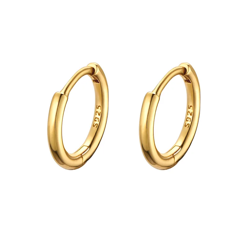Glossy Hoop Earrings 925 Silver Gold Color Earrings Piercing Accessory Trendy Huggie Female Hoops For Women