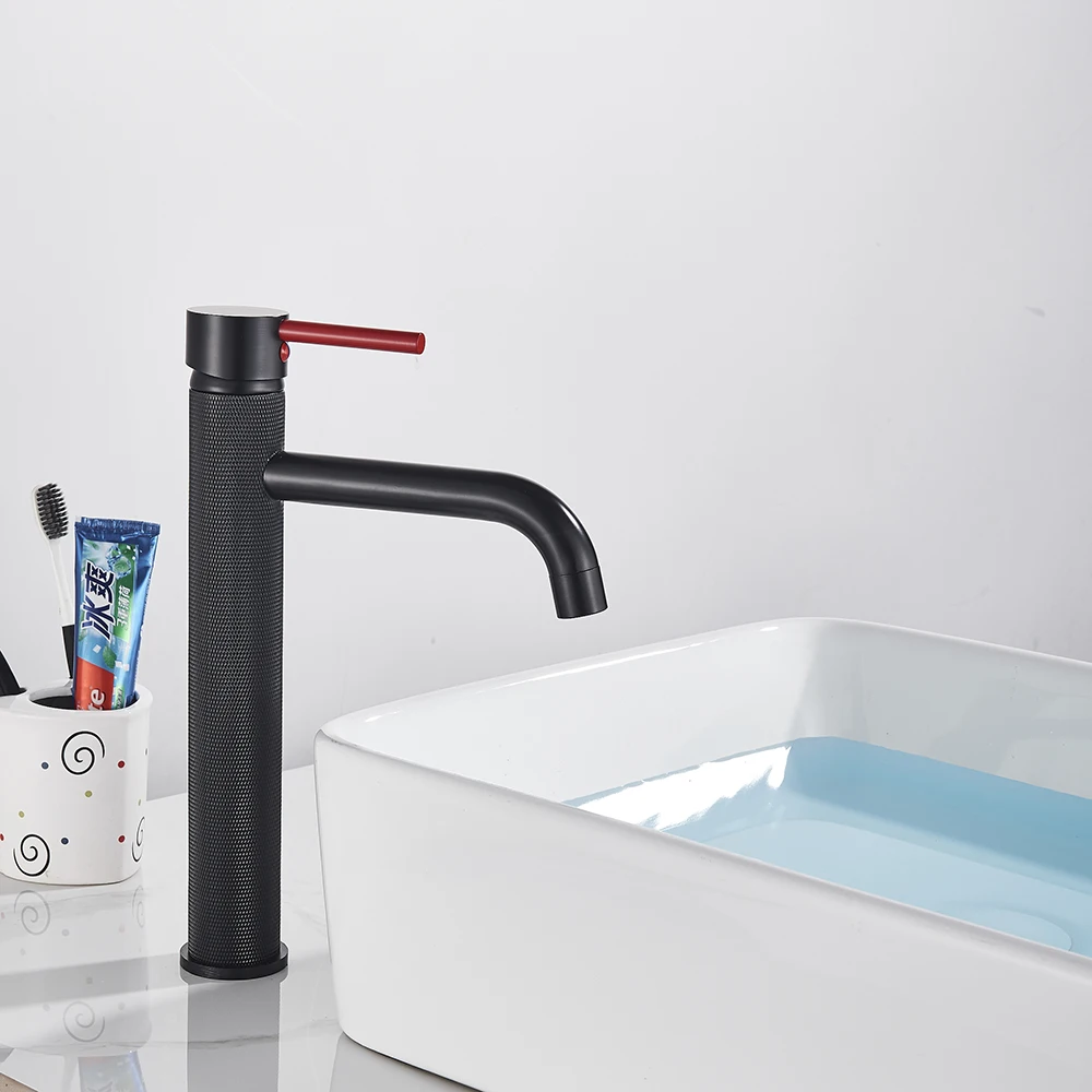 
Tall Basin Sink Faucet Matte Black Slim Bathroom Washbasin Water Mixer Tap Hot Cold Water Basin Crane Tap Bathroom Tap 