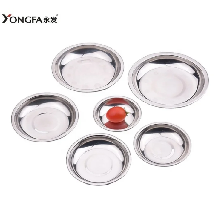 Large Inventory Commercial Stainless Steel Small Dishes Plates Round Food Serving Tray Promotional Gift
