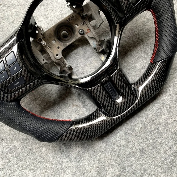 Factory price custom top flat bottom flat with perforated leather with carbon fiber steering wheel for Mitsubishi EVOX