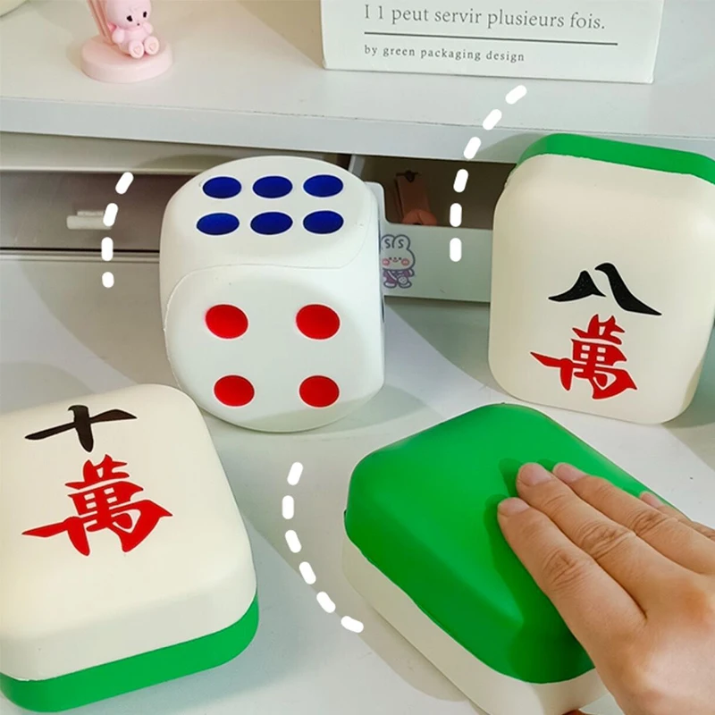 Sponge Large Mahjong Dice Creative PU Knead Music Slow Rebound Decompression Toy Soft Foam Decompression Props Toy For Children