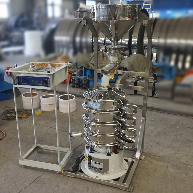 Dahan New design Battery Industry 3 Deck Circular Ultrasonic Vibrating Screen Sieve Machine with Feeding system