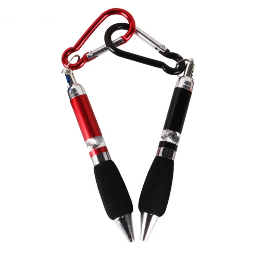 Custom logo  metal ball pen Multi-Functional Pen sponge holder ballpoint pen with carabiner