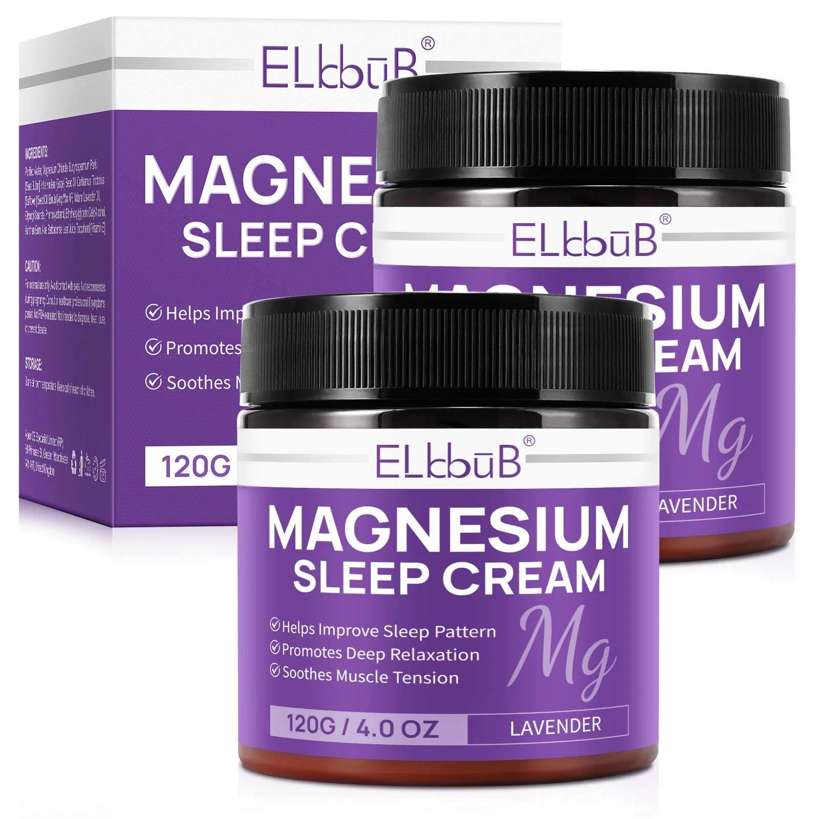 ELBBUB elevate sleep quality soothes muscle tension 120g lavender magnesium body oil magnesium chloride oil magnesium cream