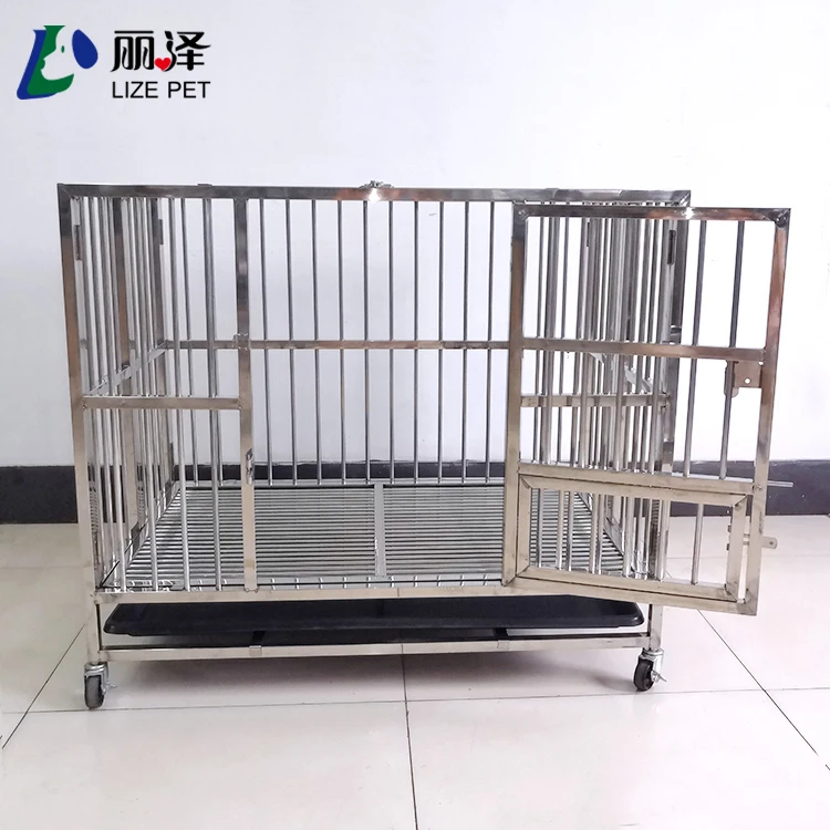 Dog Kennels Cages Wire Folding Crate Cage Strong Stainless Steel Enclosed Metal Sale Big Dogs Outdoor Collapsible Adult Pet 1pcs
