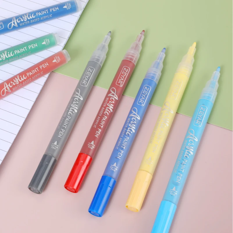 Customized ZEYAR Acrylic Paint Pens Extra Fine Point assorted Colors Water Based Waterproof Ink Paint Marker for Rock Painting