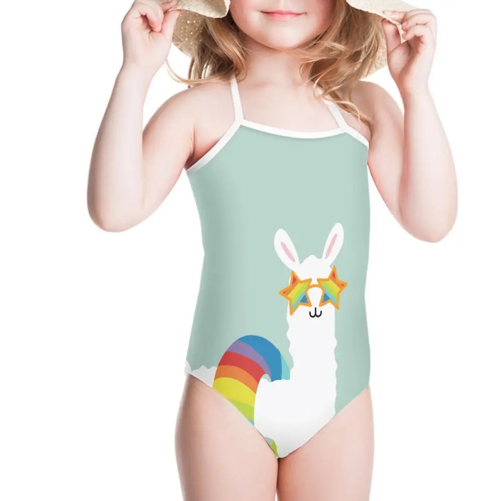 Alpaca Pattern Print Children Bikini Swimwear Oversized Child Bikini Swimwear Wholesale Bikini For Girl Children Swimwear