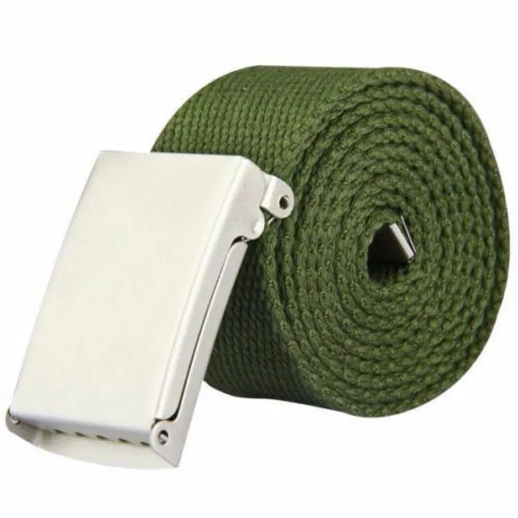 Хлопковый ремень на заказ Холщовый плетеный унисекс для отдыха с металлической пряжкой