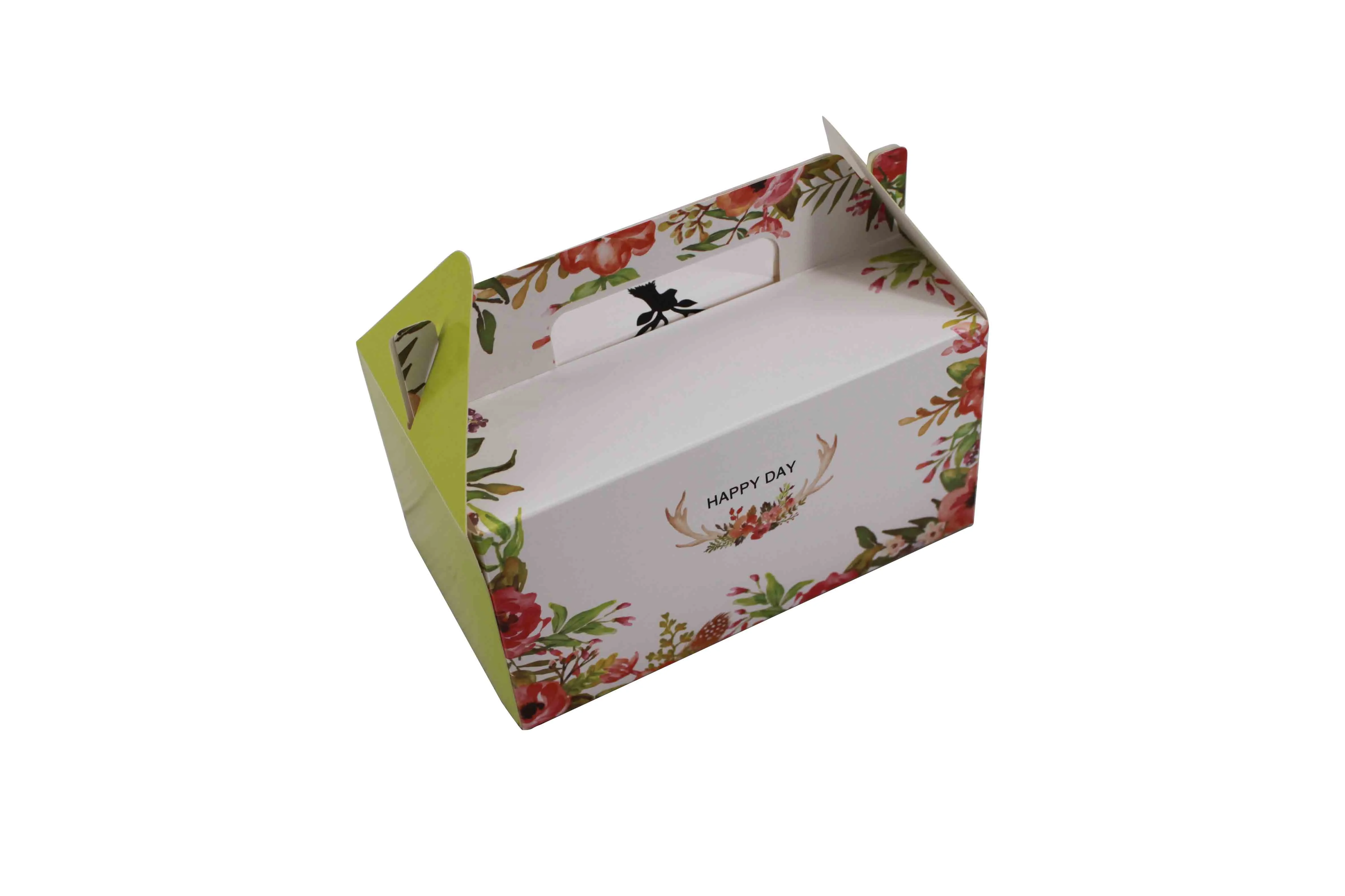 Creative design folding disposable recycled paper box for cake