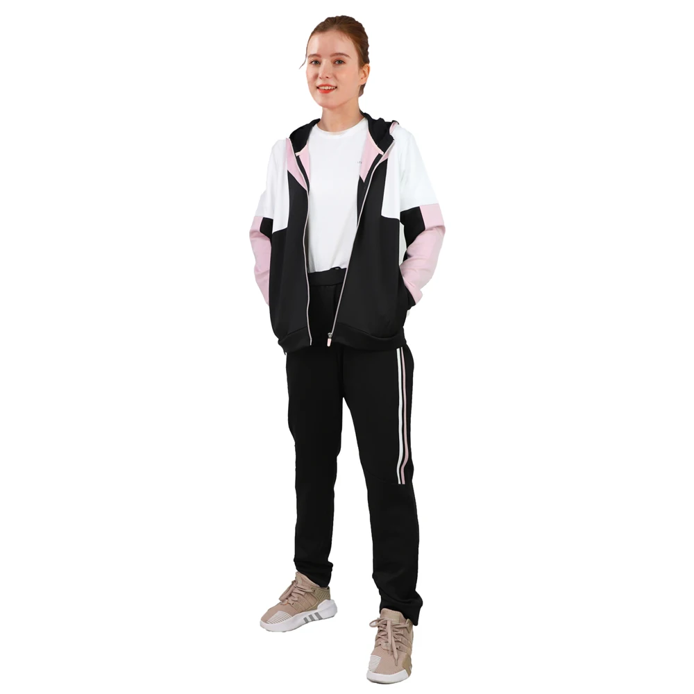 
Ladies sport set 2pcs casual top and pants zipped up hoodie tracking pants 
