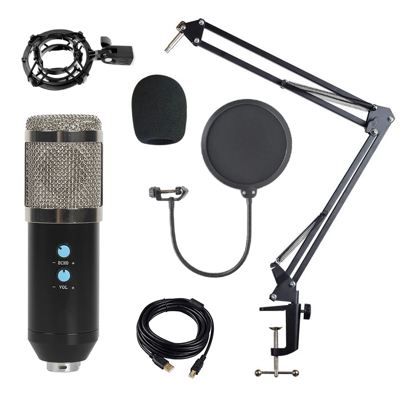 
GONSIN China Manufacturer Metal USB Condenser Studio Mic Microphone Kit For Broadcasting 