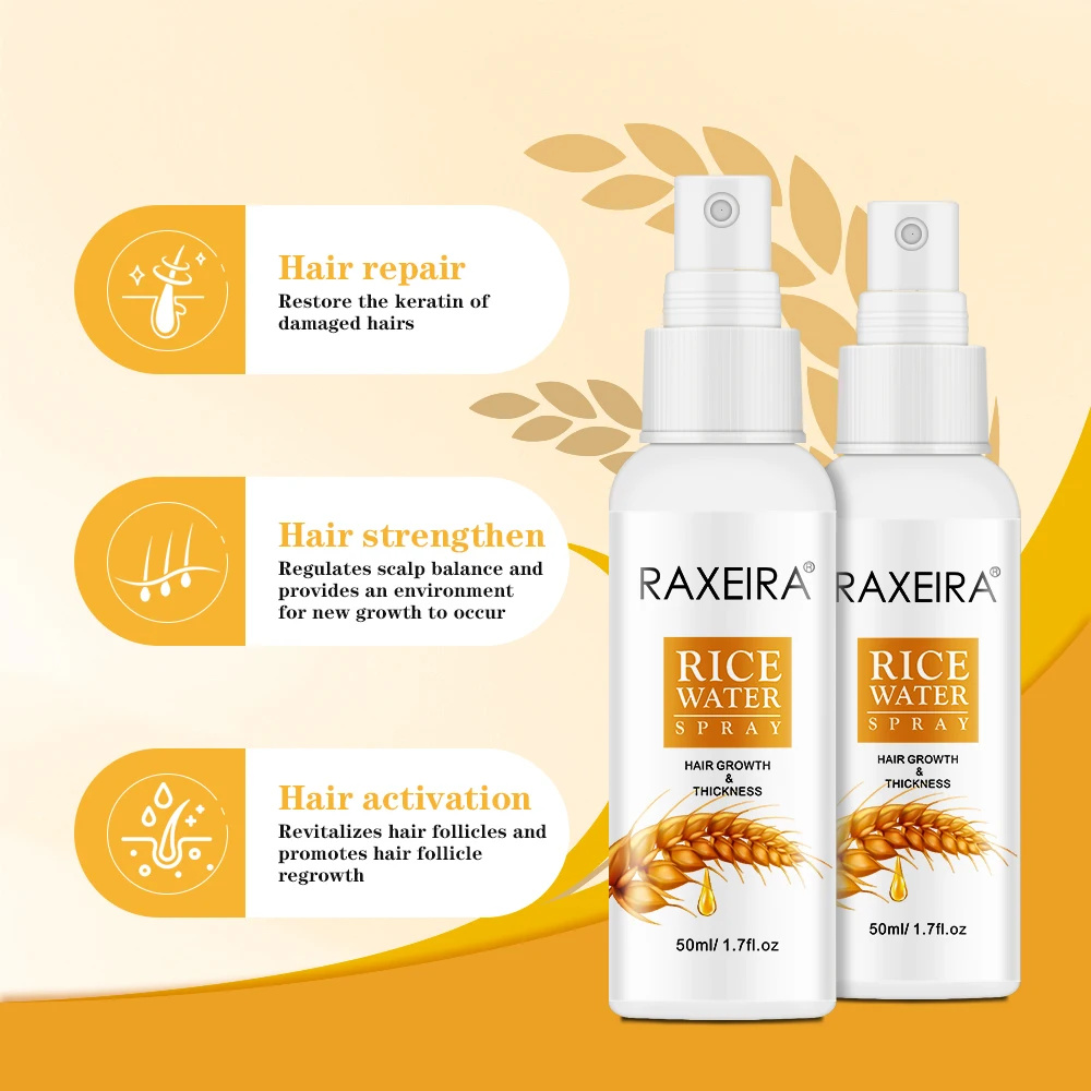 Private Label Organic Growth Repair Anti Hair Loss Biotin Rice Water Hair Growth Spray For Hair Growth Serum