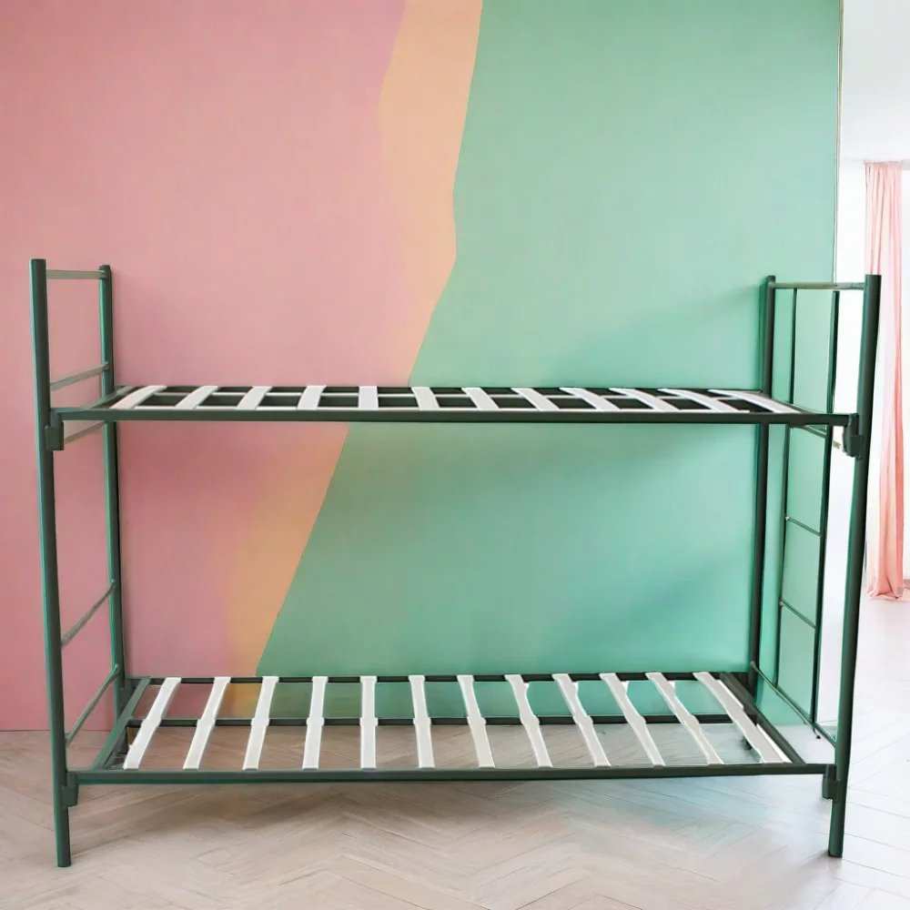 Simple Modern Metal Over Full King Size Tail Climbing Ladder Wood Slats Bunk Bed Frame For Kids