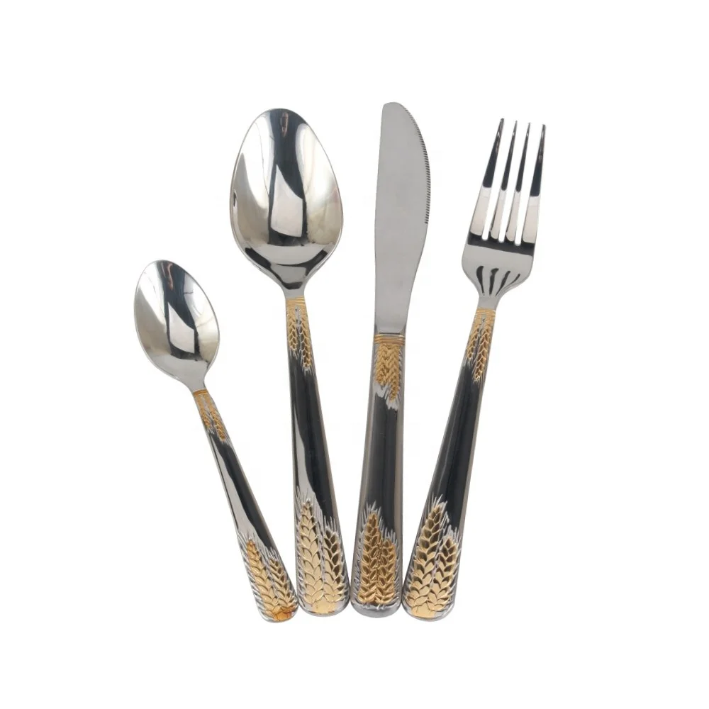 Gold Accent Regent Bead Flatware Silver Tableware Set